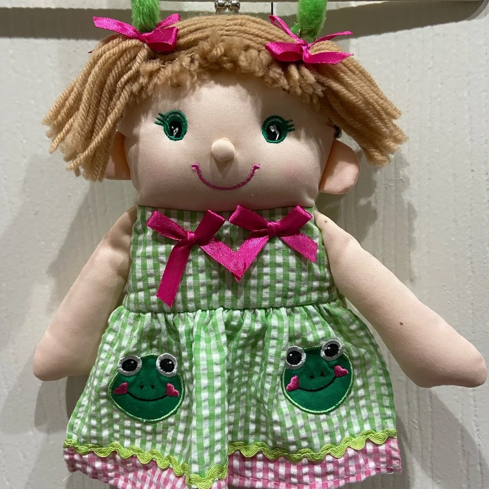 Doll Purse Kisslock Snap Closure Frog Embellished Dress